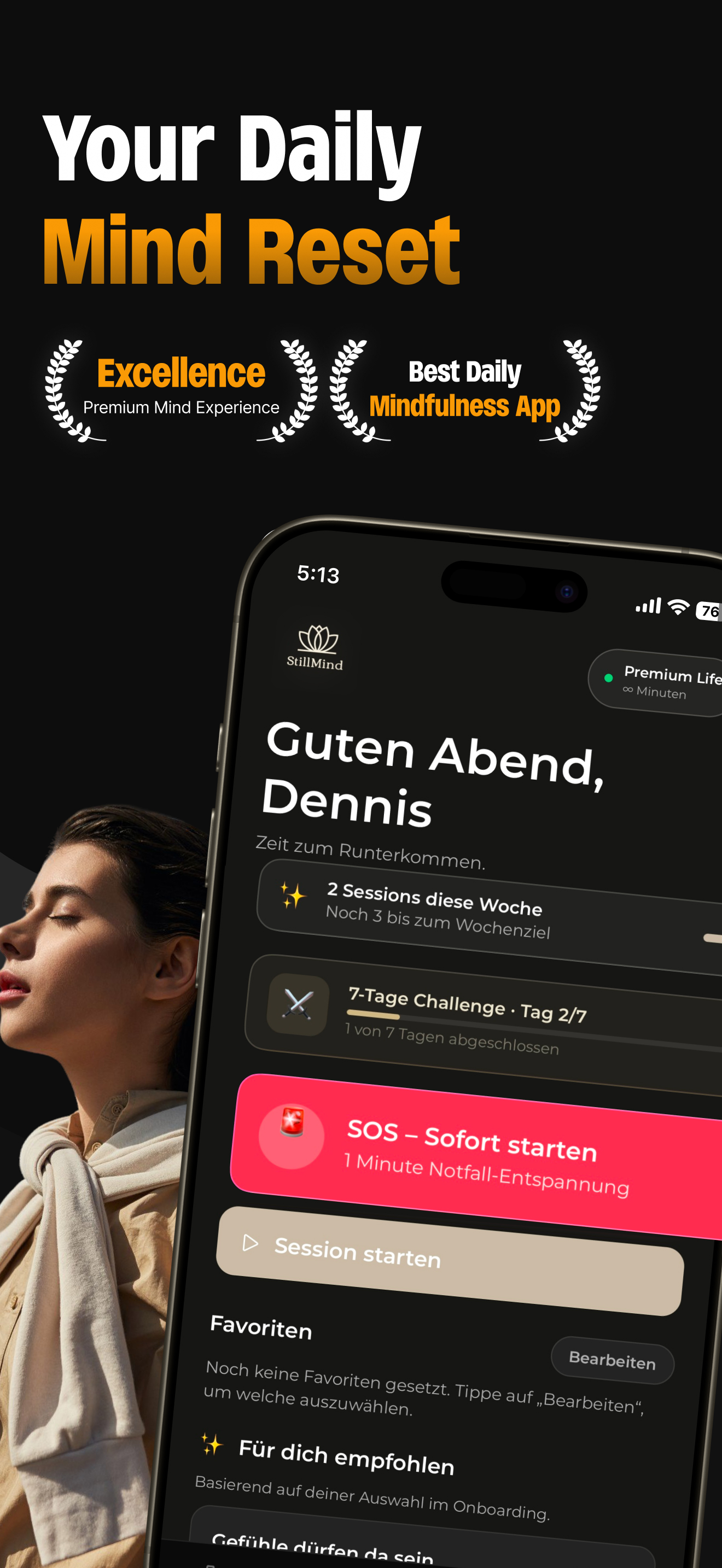 StillMind SOS-Modus — Soforthilfe bei akutem Stress