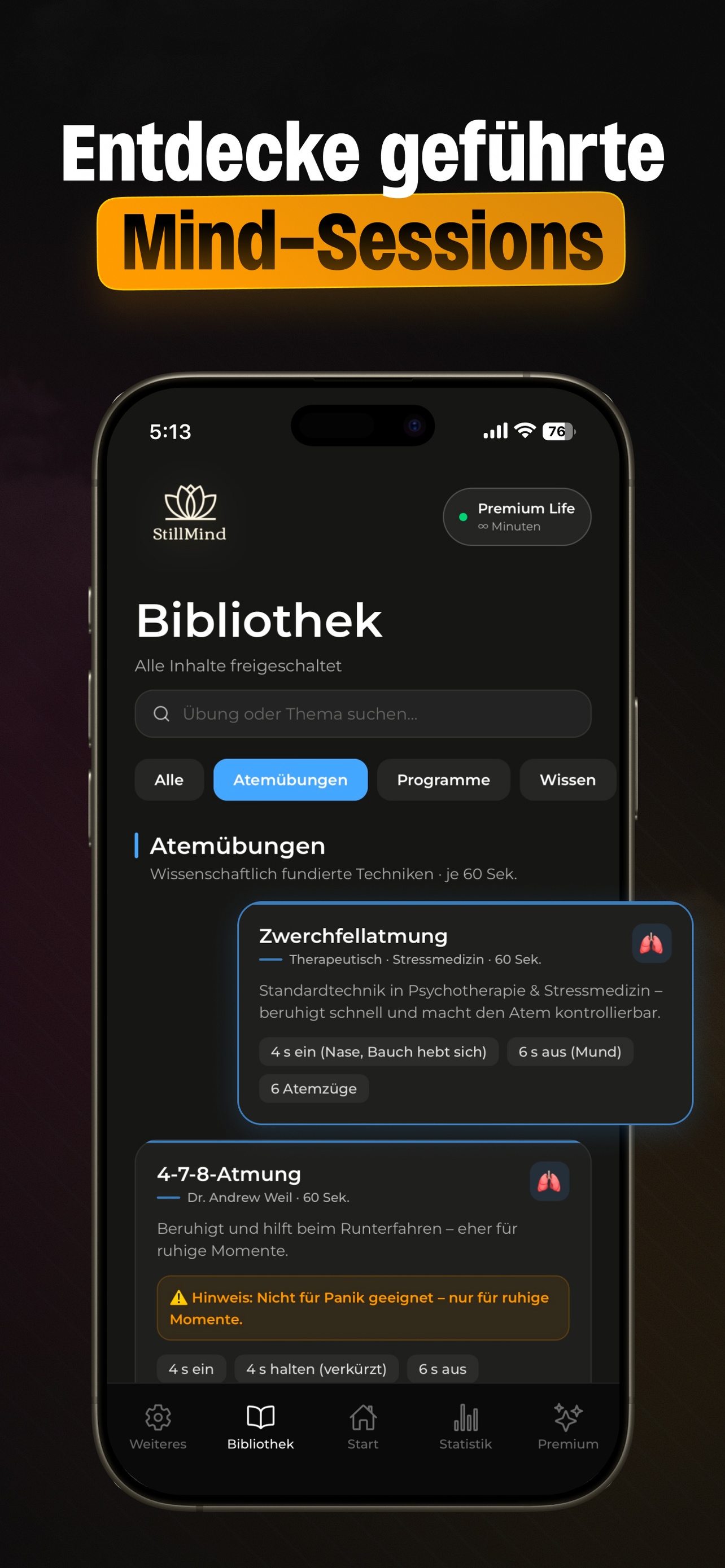 StillMind Atemtechniken — Box Breathing und 4-7-8